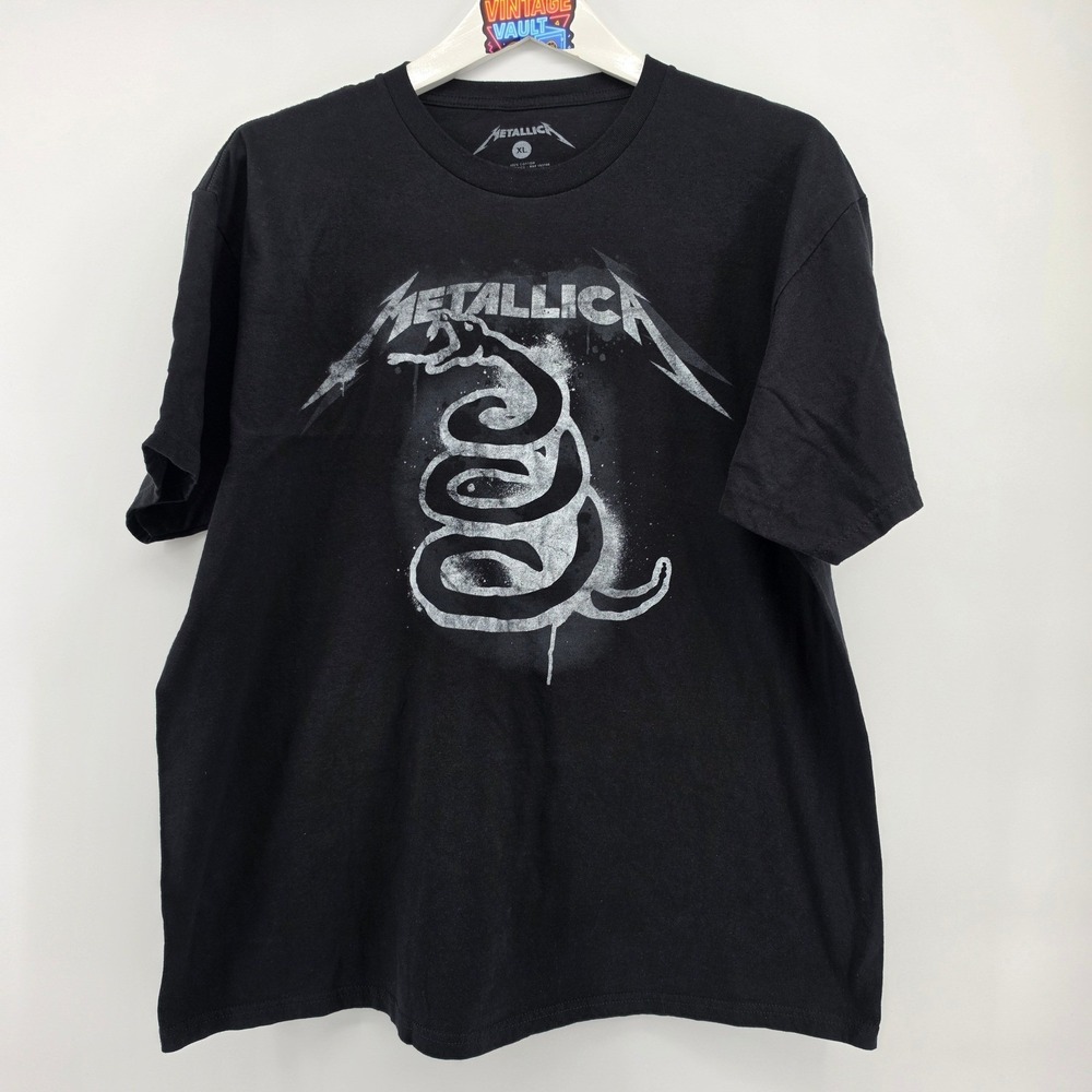 Metallica Snake Logo Black Album Band Shirt Mens XL Black Tee